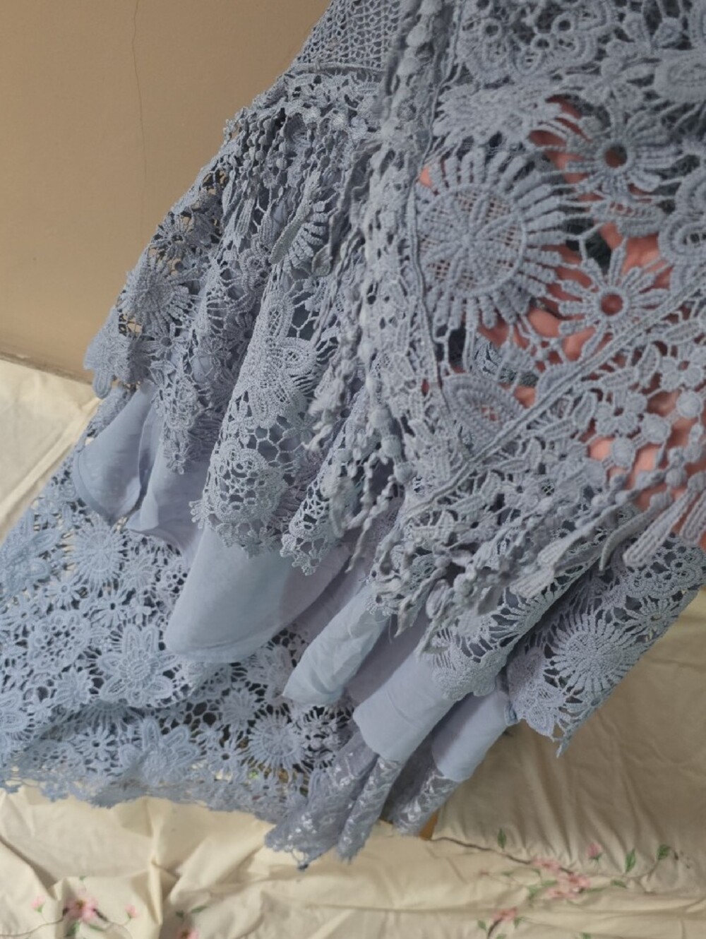 Crochet Lace Maxi Skirt in Dusty Blue - Picture 14 of 16